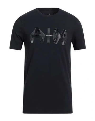 Armani Exchange Man T-shirt Navy Blue Size S Cotton, Elastane