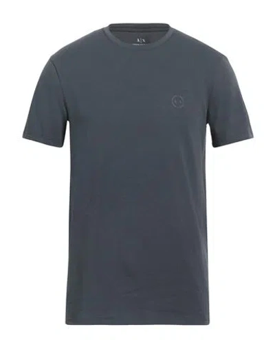 Armani Exchange Man T-shirt Navy Size S Cotton, Elastane In Navy Blue