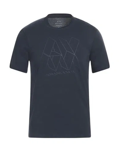 Armani Exchange Man T-shirt Navy Blue Size L Organic Cotton In Navy Blue