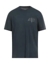 Armani Exchange Man T-shirt Navy Blue Size L Organic Cotton In Navy Blue