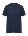 Armani Exchange Man T-shirt Navy Size L Organic Cotton In Blue