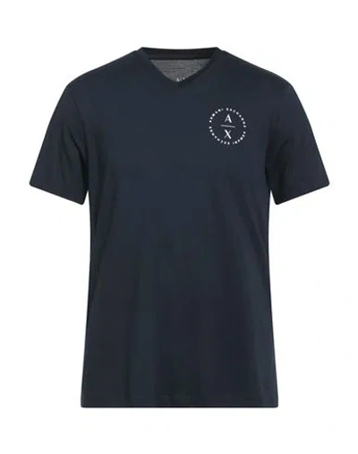 Armani Exchange Man T-shirt Navy Size L Pima Cotton In Blue