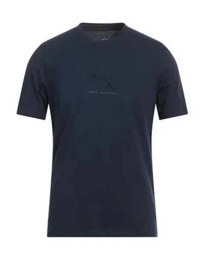Armani Exchange Man T-shirt Navy Size M Cotton In Navy