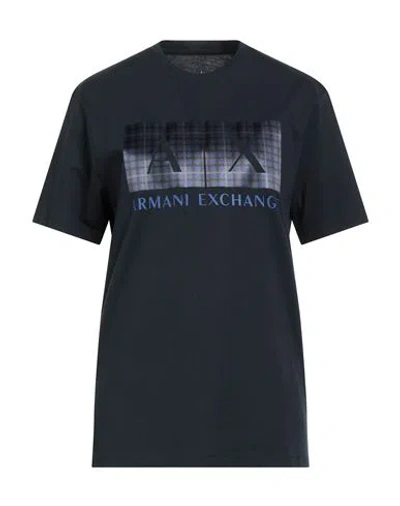Armani Exchange Man T-shirt Navy Size M Cotton In Black