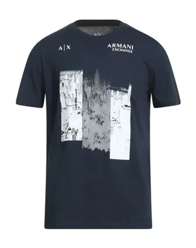 Armani Exchange Man T-shirt Navy Size M Cotton In Black