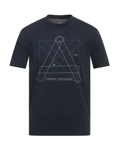 Armani Exchange Man T-shirt Navy Size S Cotton In Navy