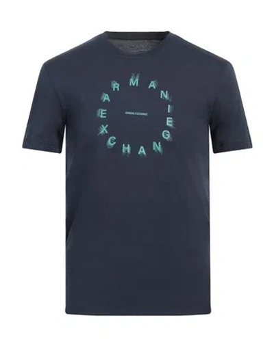 Armani Exchange Man T-shirt Navy Size S Cotton In Navy