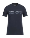 Armani Exchange Man T-shirt Navy Size Xs Cotton, Elastane In Navy