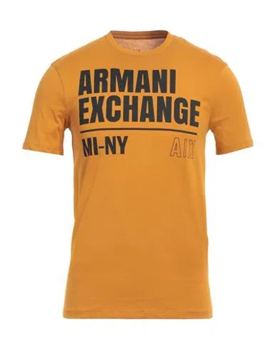Armani Exchange Man T-shirt Ocher Size Xs Cotton In Yellow