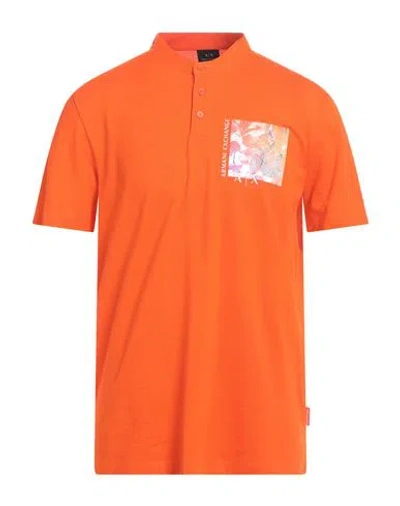 Armani Exchange Man T-shirt Orange Size L Cotton, Elastane