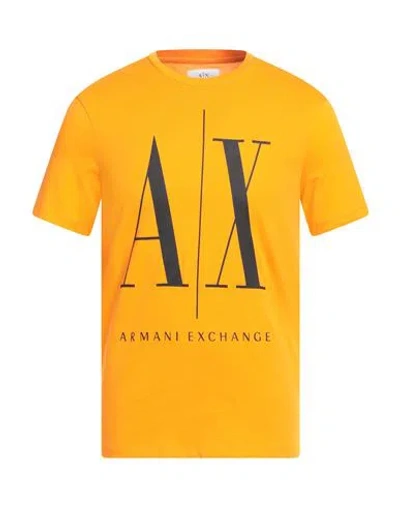 Armani Exchange Man T-shirt Orange Size S Cotton In Yellow