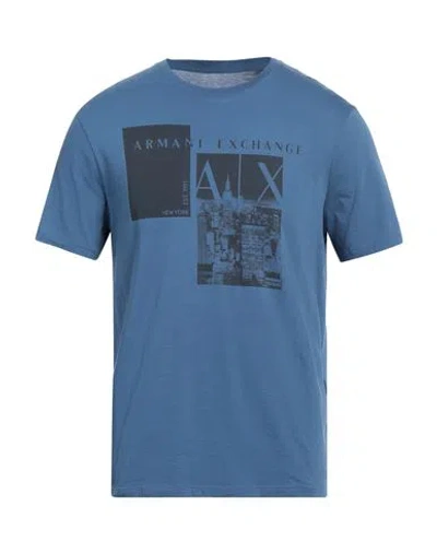 Armani Exchange Man T-shirt Pastel Blue Size M Cotton