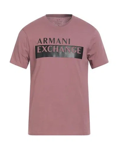 Armani Exchange Man T-shirt Antique Rose Size L Cotton In Pink