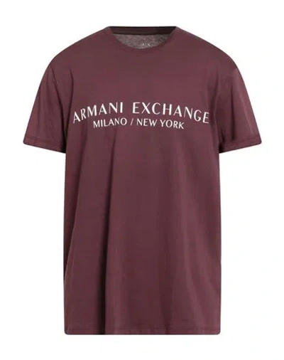 Armani Exchange Man T-shirt Plum Size M Cotton In Multi
