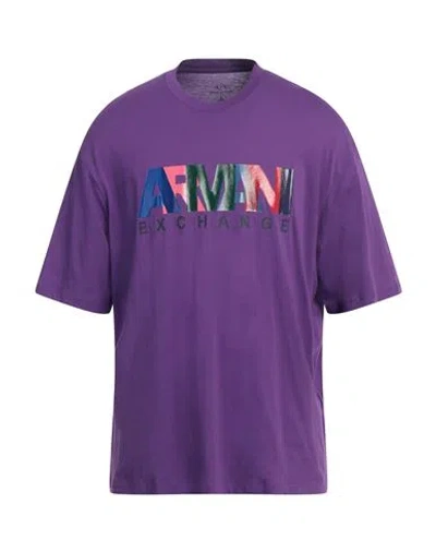 Armani Exchange Man T-shirt Purple Size L Cotton
