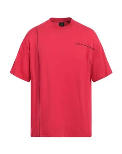 Armani Exchange Man T-shirt Red Size L Cotton, Elastane In Red
