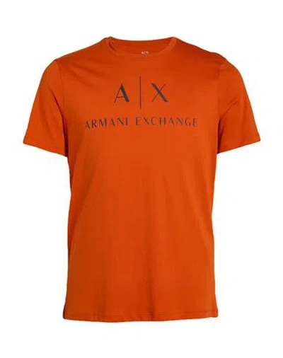Armani Exchange Man T-shirt Rust Size L Cotton In Brown