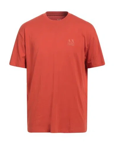 Armani Exchange Man T-shirt Rust Size L Cotton In Red
