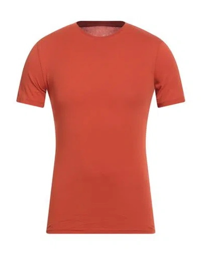 Armani Exchange Man T-shirt Rust Size L Pima Cotton In Red