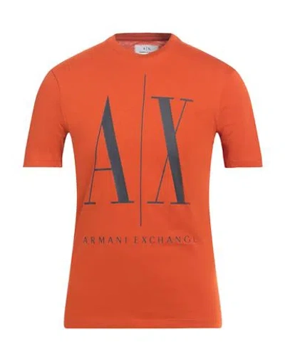 Armani Exchange Man T-shirt Rust Size M Cotton In Red