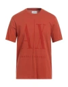 Armani Exchange Man T-shirt Rust Size M Cotton In Red