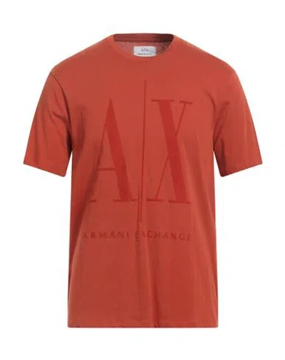 Armani Exchange Man T-shirt Rust Size M Cotton In Red