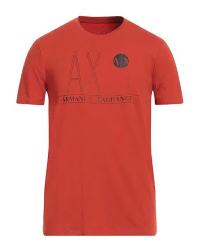 Armani Exchange Man T-shirt Rust Size M Cotton In Red