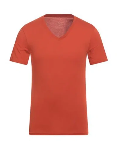 Armani Exchange Man T-shirt Rust Size M Pima Cotton In Red