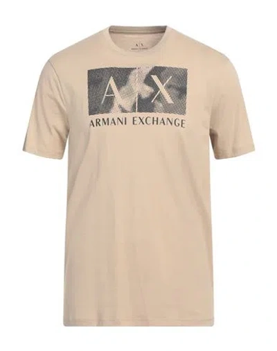 Armani Exchange Man T-shirt Sand Size L Cotton In Beige