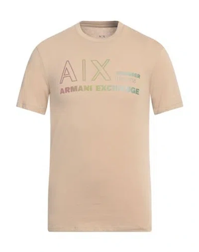 Armani Exchange Man T-shirt Sand Size M Cotton In Beige
