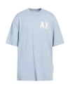 Armani Exchange Man T-shirt Sky Blue Size L Cotton