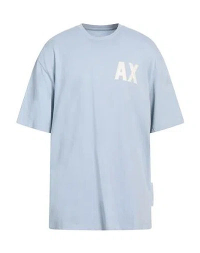Armani Exchange Man T-shirt Sky Blue Size L Cotton In Blue