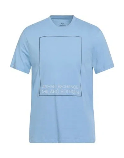 Armani Exchange Man T-shirt Sky Blue Size M Cotton