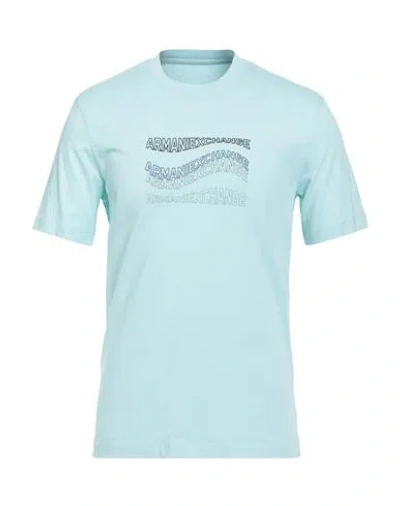 Armani Exchange Man T-shirt Sky Blue Size S Cotton