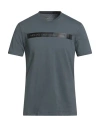 Armani Exchange Man T-shirt Slate Blue Size L Cotton In Blue