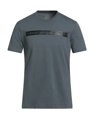 Armani Exchange Man T-shirt Slate Blue Size L Cotton