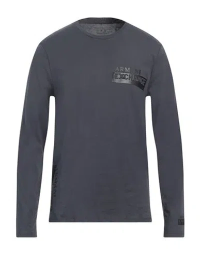 Armani Exchange Man T-shirt Slate Blue Size L Organic Cotton