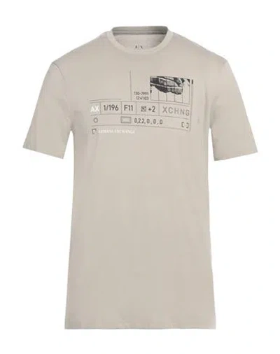 Armani Exchange Man T-shirt Taupe Size M Cotton In Grey