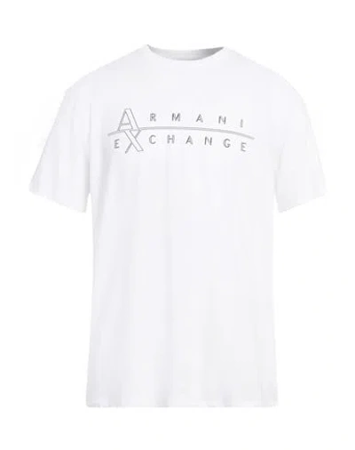 Armani Exchange Man T-shirt White Size L Cotton, Elastane