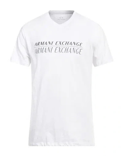 Armani Exchange Man T-shirt White Size L Cotton, Elastane In White