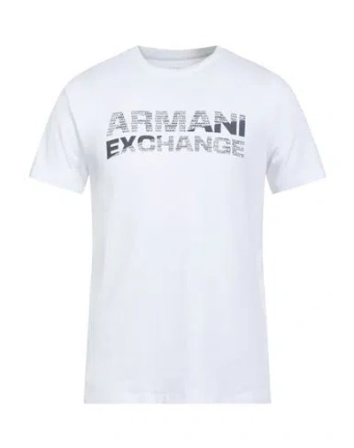 Armani Exchange Man T-shirt White Size L Cotton, Elastane