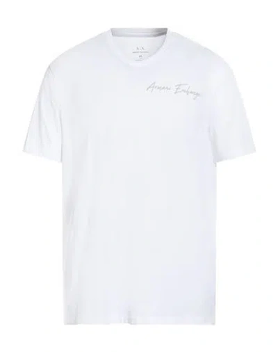 Armani Exchange Man T-shirt White Size Xs Cotton, Elastane In White