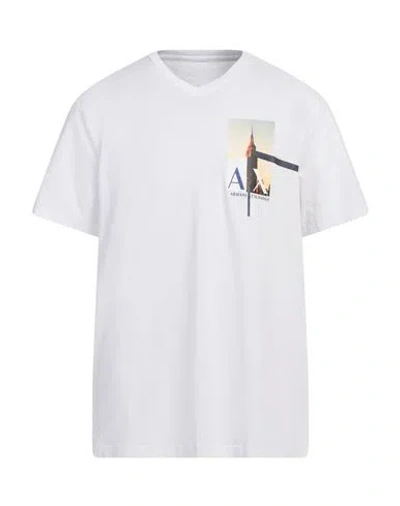 Armani Exchange Man T-shirt White Size S Cotton, Elastane