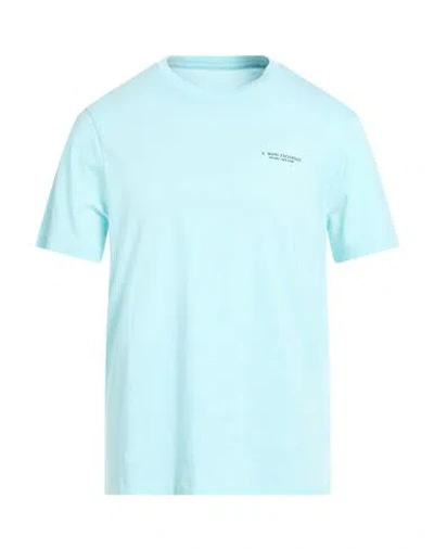 Armani Exchange Man T-shirt Light Blue Size L Cotton In Orange