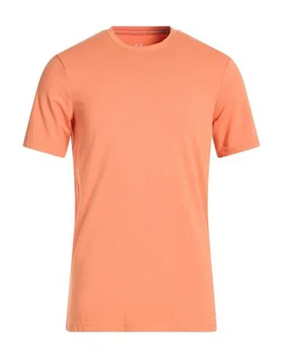 Armani Exchange Man T-shirt Mandarin Size L Cotton, Elastane In Orange