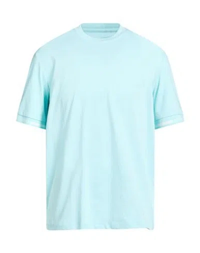 Armani Exchange Man T-shirt Turquoise Size L Cotton In Blue