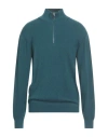 Armani Exchange Man Turtleneck Deep Teal Size L Acrylic, Cotton, Virgin Wool, Polyamide, Elastane In Green