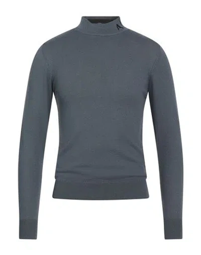 Armani Exchange Man Turtleneck Slate Blue Size L Acrylic, Virgin Wool