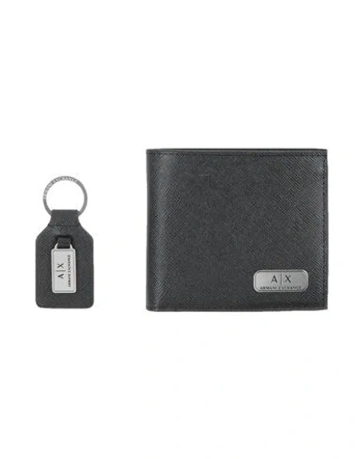 Armani Exchange Man Wallet Black Size - Cow Leather, Zinc