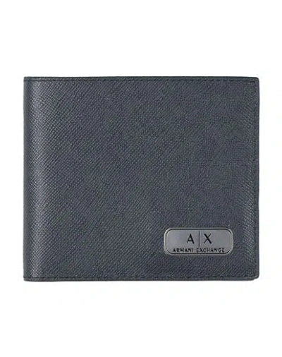 Armani Exchange Man Wallet Midnight Blue Size - Cow Leather
